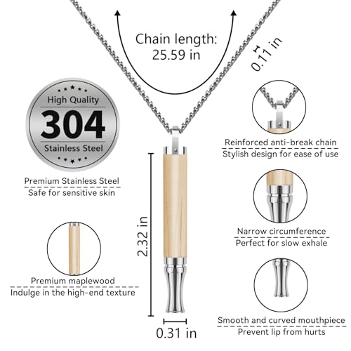 LAMKHOO Breathing Necklace to Quit Smoking and Vaping with Refillable Mint Pods Stop Smoking Aids Fidget Necklace for Anxiety Relief Smokeless Inhaler for Adults (Maple) - color: Maple