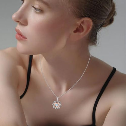 Evil Eye Necklace for Women 925 Sterling Silver, Protection Necklace with Blue Evil Eye Charm, Evil Eye/Lotus Pendant Jewelry, Birthday Christmas Gifts for Her - style: Lotus Evil Eye 02