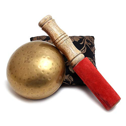 Zap Impex Beautiful Hand Hammered Golden Brass Singing Bowl Tibetan Meditation Yoga Singing Bowl 3.5 Inches