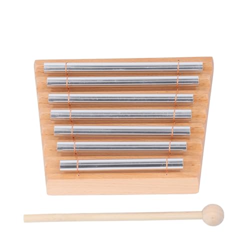 Focket 7 Tone Hand Chime, Bright Tones Aluminum Alloy and Beech Wood Meditation Chime, Percussion Instrument with Wooden Mallet for Yoga Meditation Classroom Mindfulness Practice