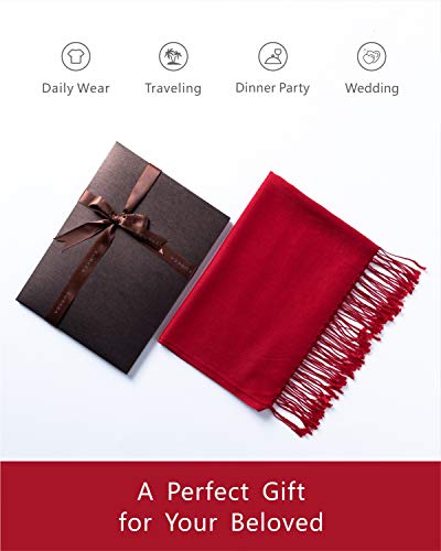 EURKEA Women's Scarf Pashmina Silky Soft Shawls Wraps Stole for Evening, Wedding and Gift - color: Rusty Red