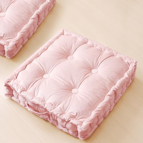 Square Floor Pillows, Large Floor Cushion for Adults Kids, Meditation Floor Pillow Seating Cushion with Shredded Memory Foam and Silk Wadding, 20"x20"x5" Blush 2 Count - color: Blush, size: 2 Pack