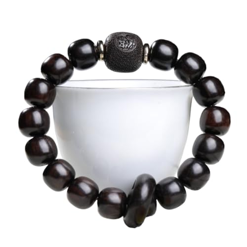 Zen Dear Unisex Natural Ebony Wood Buddhist Prayer Bead Necklace Bracelet Tibetan Prayer Mala Beaded Black - style: 11mmx12mm 16barrel beads