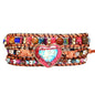 Handmade Boho Wrap Bracelets Natural Turquoise Crystal Stone Variety Beaded Strand Bracelet - color: Red Heart