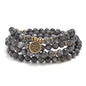 108 Natural Stone Mala Beads Yoga Jewelry Meditation Bracelet Necklace with om Charm - style: Labradorite