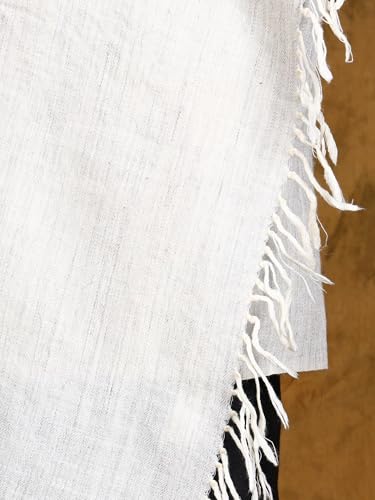 Exotic India Men's Plain Off White Woollen Lohi/Shawl | Traditional Soft Warm Meditation Stole, Scarf, Wrap From Kullu