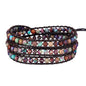 Women Boho Handmade Natural Stone Crystal Leather Bead Wrap Bracelets Collection - style: 4mm Purple Blue Jasper