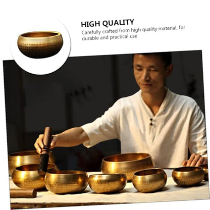 Handmade Tibetan Singing Bowl Set with Stick and Cushion for Meditation Yoga Sound Healing Feng Shui Mindfulness Portable Copper Bowls with Box for Spiritual Balance and Relaxation