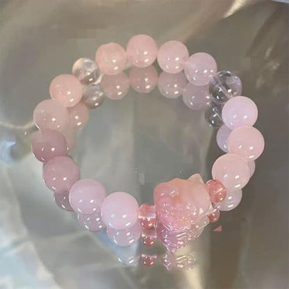 Rose Quartz Bracelet, 8mm Natural Gemstone Love Stone Jewelry Anxiety Relief & Meditation Support Heart Chakra Balance Valentine’s Mother’s Day Gift for Her - color: Goddess Peony pink