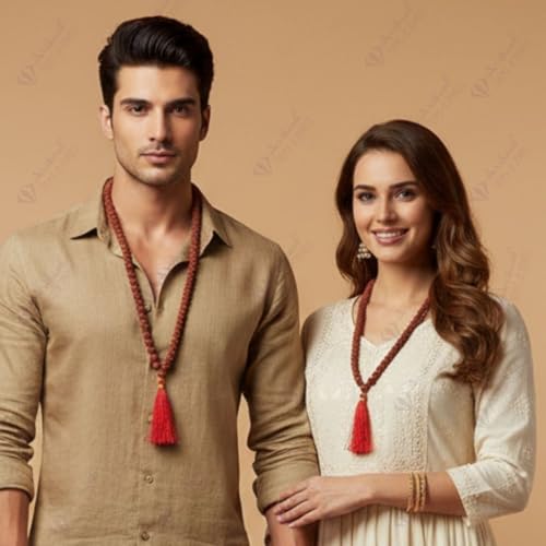 Arihant Gems & Jewels 5 Mukhi Rudraksha Jaap Mala, Natural Nepali Rudraksha Beads, Spiritual Japa Mala for Men & Women, Meditation - Spiritual Necklace for Positivity & Protection
