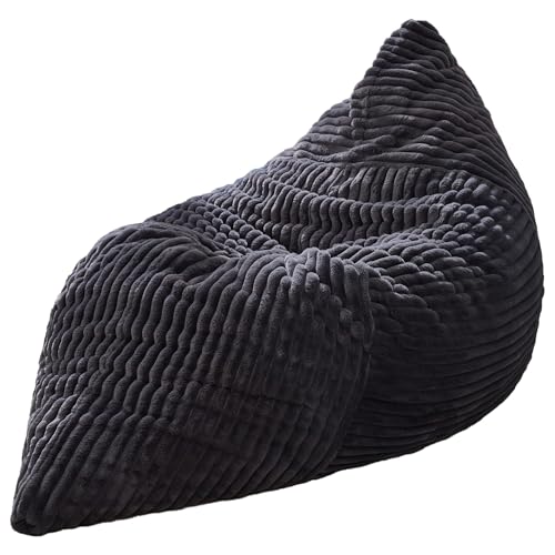 Hobestluk 3 in 1 Bean Bag Chair Giant Bean Bag Chairs Convertible Bean Bag Floor Cushion with Machine Washable Cover, Beanbag Chairs for Adult (Dark Grey) - color: Dark Grey