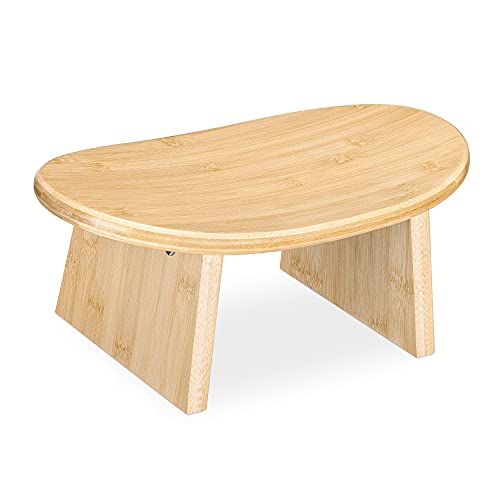 Navaris Bamboo Meditation Stool - Bench for Meditating, Yoga, Practice - Angled Ergonomic Seat with Round Edges for Comfortable Postures - Light Brown