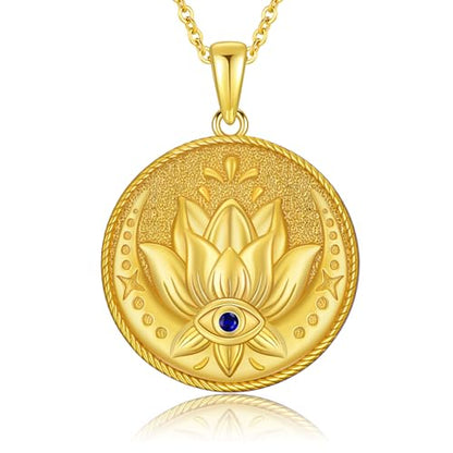 Evil Eye Necklace for Women 925 Sterling Silver, Protection Necklace with Blue Evil Eye Charm, Evil Eye/Lotus Pendant Jewelry, Birthday Christmas Gifts for Her - style: Lotus Evil Eyes 02