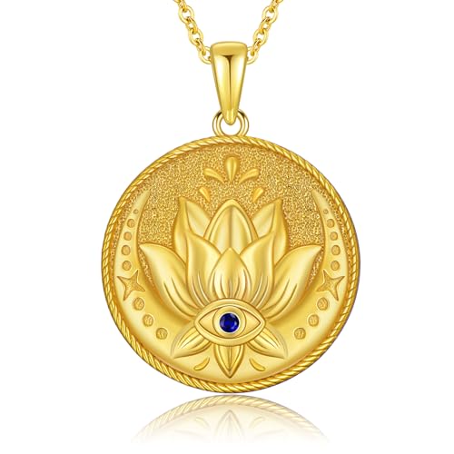 Evil Eye Necklace for Women 925 Sterling Silver, Protection Necklace with Blue Evil Eye Charm, Evil Eye/Lotus Pendant Jewelry, Birthday Christmas Gifts for Her - style: Lotus Evil Eyes 02