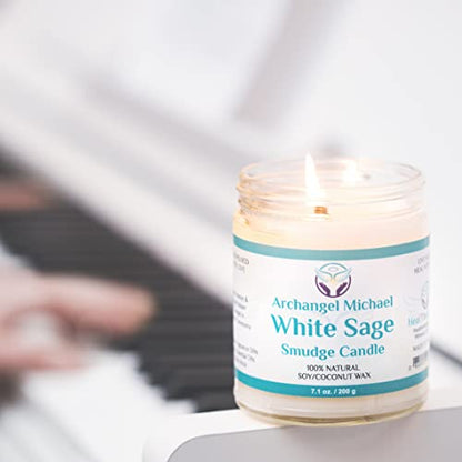 White Sage Candles for Cleansing House Chakra Healing | Energy Cleansing Smudge Candle | Natural Aromatherapy Candle | Sage for Cleansing House Negative Energy (7 oz) (White Sage)