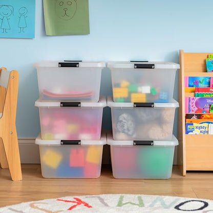 IRIS USA 6-Pack Clip Box with Latching Lids, 18 Quart Craft Storage Bins, Art & Writing Supply Containers for Home, Office & Classroom Organization - size: 18 Qt, style: 6 Pack