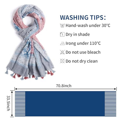 Scarf for Women Lightweight Soft Floral Leopard Printed Scarves Fall Winter Fashion Shawl Wrap with Fringe