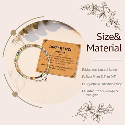 Thank You Gifts for Women: Teacher Appreciation Office Gifts for Coworkers Employee Boss Lady Manager Colleague Natural Stone Bracelet - color: King-MAKER