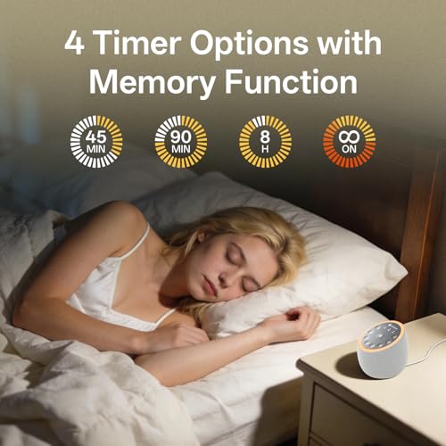 Hotmoon Sound Machine for Sleep, Cocoon 2 White Noise Sound Machine with 40 Relaxing Sounds, Dual-Speaker & Timer, 8 Night Light, Pink Brown Green Noise for Sleeping Adults, Office Privacy, Plug-in - size: Light Gray
