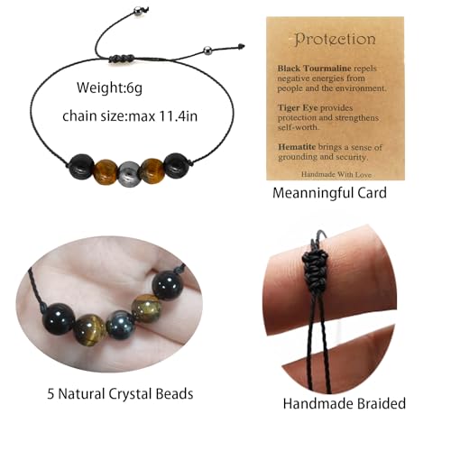 yfstyle Crystal Healing Stones Bracelets for Women & Men - Amethyst Anxiety Protection Bracelets - Natural Gemstones Jewelry Gifts - color: Protection