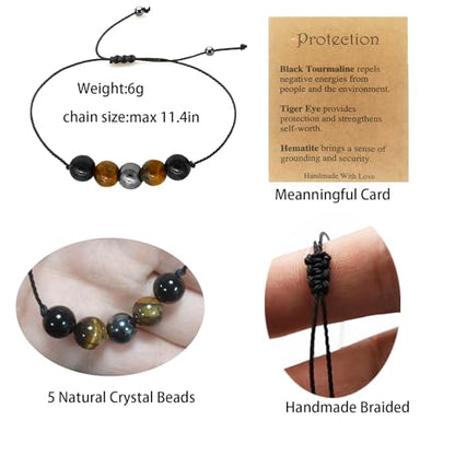 yfstyle Crystal Healing Stones Bracelets for Women & Men - Amethyst Anxiety Protection Bracelets - Natural Gemstones Jewelry Gifts - color: Protection