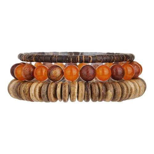 Blue Drop Bracelets for Men Women Wooden Stackable Coconut Shell Beaded Bracelets Vintage Boho Jewelry - color: Color C