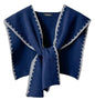 Halemet Knitted Shawl Wraps for Women Chic Sweater Cardigan Cashmere Scarf Knotted Shoulder Top Cover Cape Poncho Travel Wrap - color: Dark Blue