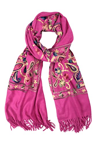 Urban CoCo Women's Embroidered Tassel Long Shawl Oversize Scarf Wraps for Women - color: #4-rose