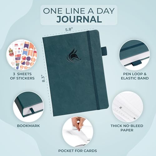 Clever Fox One Line A Day Journal – 5-Year Memory Notebook – Daily Time Capsule Diary for Women & Men –Five-Year Day-by-Day Planner (Deep Sea) - color: Deep Sea