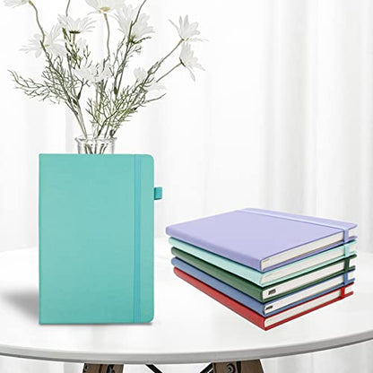 Lined Journal Notebooks with Pen Loop, Hardcover Notebook Journal for Work, 100Gsm Premium Thick Paper with Inner Pocket, Medium 5.7"x8.4", （Cyan, Ruled） - color: Cyan