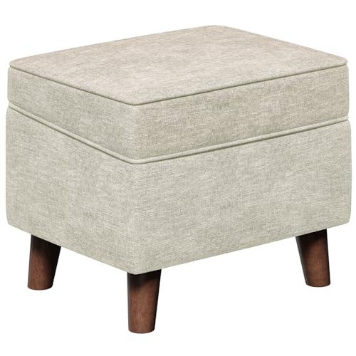 FAGAGA Foot Rest with Adjustable Cover, 18" Storage Ottoman Dorm, Footstool and Sitting Stool, Ottoman Foot Stools for Living Room, Bedroom, Dorm, Beige - color: Beige, size: 15.8"D x 18.5"W x 15.8"H