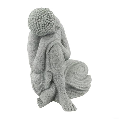 Buddha Statue, Handmade Sandstone Resin for SCULPTURE, Creative Zen Garden Aquarium Fish Tank Home Decor, Contemplate Pose 7.7x10.3x13.2cm(S)