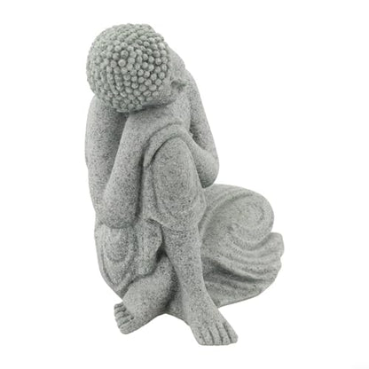Buddha Statue, Handmade Sandstone Resin for SCULPTURE, Creative Zen Garden Aquarium Fish Tank Home Decor, Contemplate Pose 7.7x10.3x13.2cm(S)
