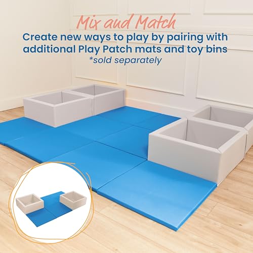ECR4Kids SoftZone Play Patch Activity Mat Squares, Modular Playmat, French Blue, 4-Pack - color: French Blue