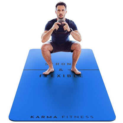 Large Exercise Mat – Extra Thick 10mm Workout Mat (72"x32") – Non-Slip TPE Yoga Mat for Women & Men – Pilates, HIIT, Fitness & Home Gym Mat – Includes Free Carry Bag - color: Blue - Printed
