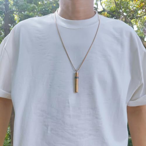 528 hz Breathing Necklace, Anxiety Necklace, 528 hz Whistle Breathing Necklace for Meditation Tuning Tools, Mindful Calming Stress Relief for Women, Men - color: Gold color