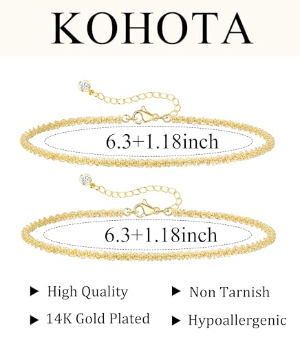 KOHOTA Silver Gold Bracelets for Women Trendy 14K Gold Plated Bracelet for Women Non Tarnish Dainty Stackable Layered Chain Heart Pearl Knot Beaded Bracelets Stack Set Charm Mothers Day Jewelry Gifts - color: E.Layered-gold
