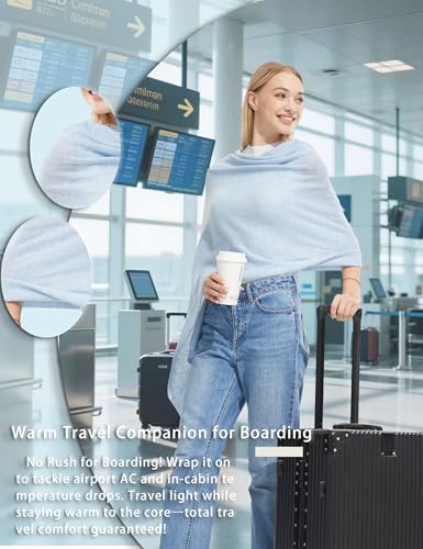 Luxury Cashmere Shawl and Wrap for Women, All-Season Pashmina Scarf Travel Blanket Large Cashmere Wool Blend Shawl