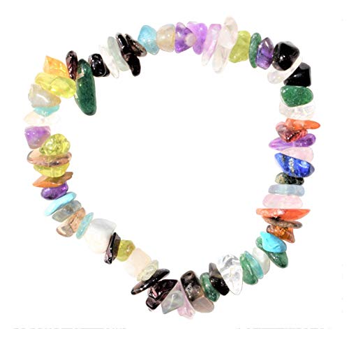 Zenergy Gems Charged Premium Natural Crystal Chip Bead Bracelet + Moroccan Selenite Charging Crystal [Included] - color: Every Crystal (40+ Types)