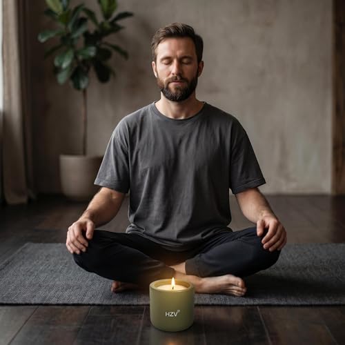 Manly Stress Relief Scented Candle for Men, Soy Wax Moss Forest Aroma Candle, 25H Long Lasting Clean Burning for Relax Meditation Yoga Spa, Unique Candle Gifts for Father Husband Boyfriend