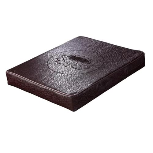 Leather Square Meditation Cushion, Meditation Kneeling Cushion Futon, Thickened Living Room Floor Cushion, for Floor Bedroom Balcony Sitting Pier Cushion(Brown)