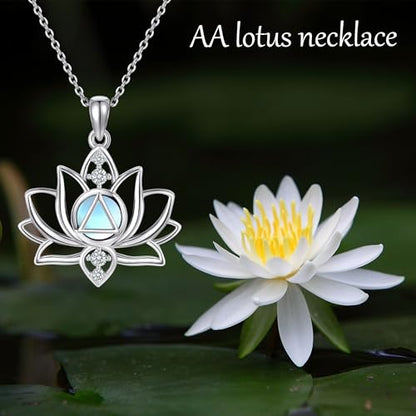 YAFEINI Flower Necklace S925 Sterling Silver Rose/Lotus/Tulip/Hibiscus Pendant Necklaces Flower Jewelry Gifts for Women Mom Wife - style: Lotus