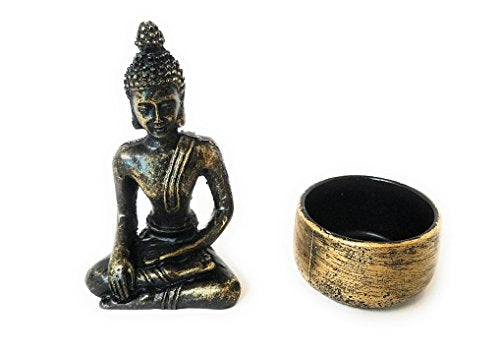 Royal Brands Zen Garden with Buddha, Tea Light Candle and Incense Holder – Perfect for Meditation (5"x5"x7")