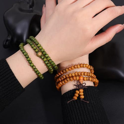 1PCS 6MM Bead Bracelets for Men and Women Unisex Mala Bracelet Beaded Tibetan Prayer Buddha Bead for Meditation - color: Orange
