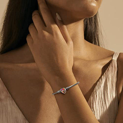 U7 Unisex Simple Cuff Bracelet 18K Real Gold Platinum Plated Fine Bracelets Fashion Jewelry Open Bangle Cuff Bracelets, Twisted or Heart Style - color: K.Heart photo-steel