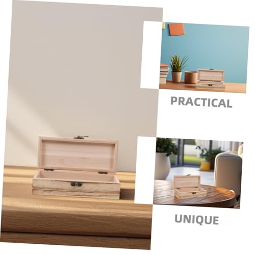 Mobestech 2pcs Unfinished Wooden Keepsake Box Hinged Lid Rectangular Storage Organizer for Crafts Jewelry and Home Decor Versatile and Elegant Design for Projects