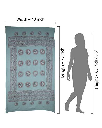 Yoga Scarf Meditation Shawl Large Wrap Hindu Prayer Stole OM print - color: Turquoise