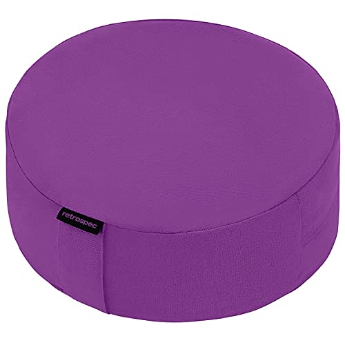 Retrospec Sedona Zafu Meditation Cushion Filled w/Buckwheat Hulls - Yoga Pillow for Meditation Practices - Machine Washable 100% Cotton Cover & Durable Carry Handle, Round