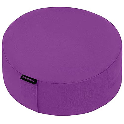 Retrospec Sedona Zafu Meditation Cushion Filled w/Buckwheat Hulls - Yoga Pillow for Meditation Practices - Machine Washable 100% Cotton Cover & Durable Carry Handle, Round