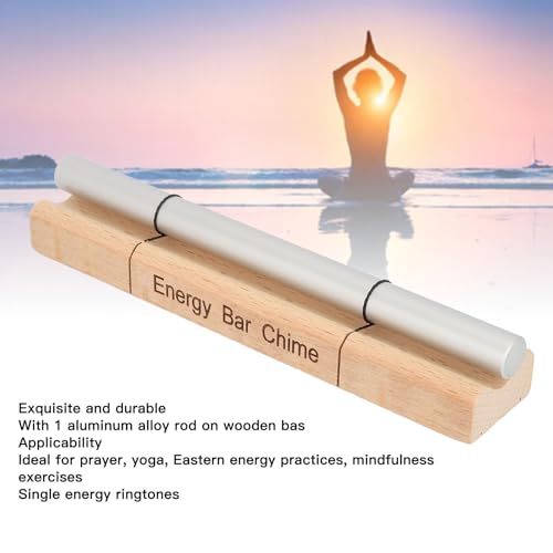 Single Tone Energy Chime for Mindfulness Meditation, Solo Hand Chime with Mallet, Cherry Wood and Aluminum Alloy Sound Healing Bell for Yoga Prayer Stress Relief (Sun)